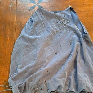 Robert Rodriguez Asymmetrical Blue Skirt with Embellishments